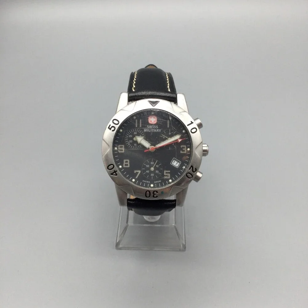 Swiss Military Commando Chronograph Mens Watch 39mm Date S37-0708 New Battery